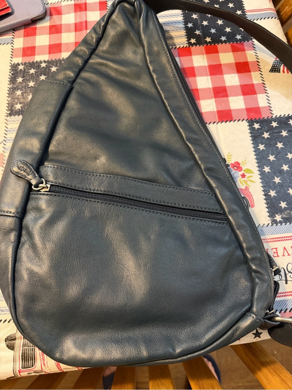 Ameribag Navy Blue Leather Travel Sling Bag